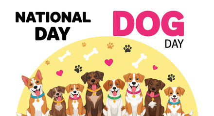 Fototapeta premium National dog day illustration with group of cute dogs