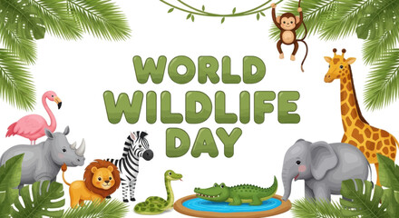 Naklejka premium World wildlife day illustration