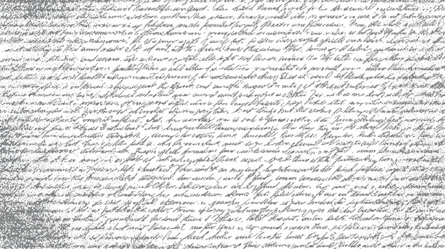 Faded grey handwritten script texture on white background with visible dots and speckles handwriting