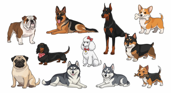 Collection of various dog breeds