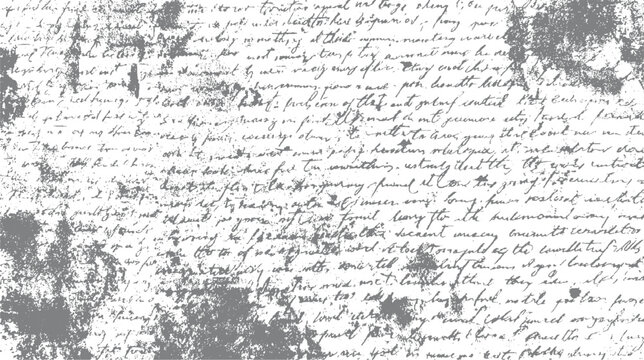 Faded grey handwritten script texture with distressed ink splotches and uneven paper grain handwriting