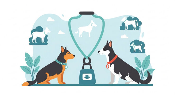 Dogs on leashes with stethoscope