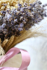 Obraz premium Bouquet of lavender and wheat ears.