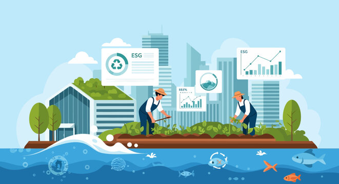Sustainable urban farming with modern technology and data analysis.