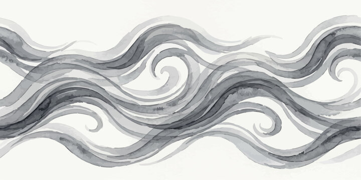 Abstract swirling watercolor wave flow design with hand painted abstract art watercolor background artistic backdrop illustration brushwork movement monochrome decorative rhythmic