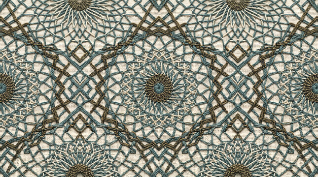 Fish Trap Weaving Inspired Seamless Ethnic Textile Pattern