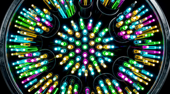 Optical fiber bundle cross-section multicolor wavelength light pulses data speed, quantum