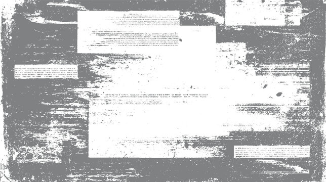 Grayscale textured background with scattered fragments of text documents paper