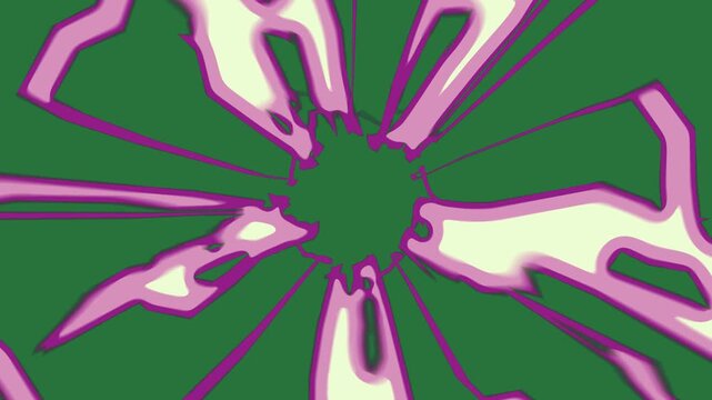 A green background with white border and screen broken window close up view of green screen cartoonish figure design illustration - Chroma Key Green Screen Footage