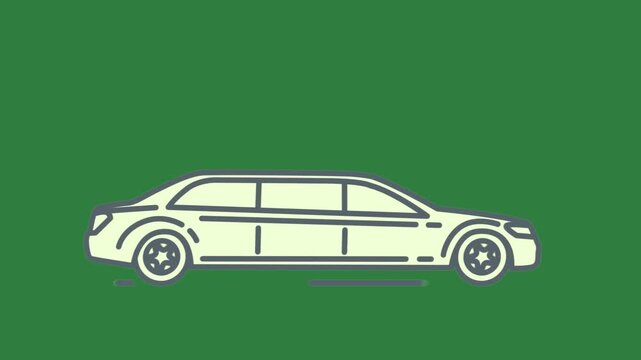 White background and car on colorful frame motion cartoonish - Chroma Key Green Screen Footage