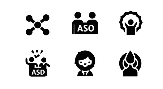 Abstract Molecule and ASD Support Group Icon Vector Illustration