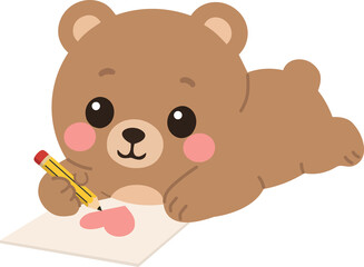 Cute Bear Drawing a Heart