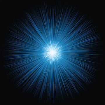 Bright blue starburst light effect on black background Vector