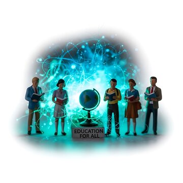 Group of Diverse Professionals Exploring Global Technology Future.
