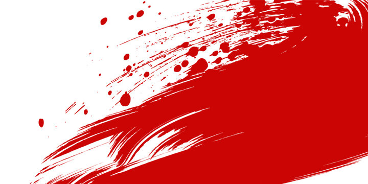 Straight red ink vector lines pack. Bloody color long and round hand-drawn brushstroke text highlights, frames, circles.