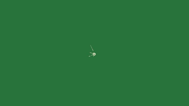 White lines and background small dot hole circle outline of sun arrow isolated on green screen background