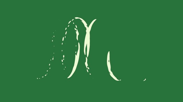 The letter u in outline border isolated on green screen background