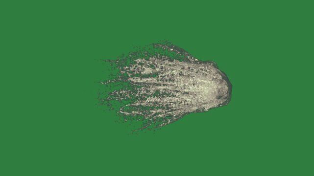 Hole map of world circle water splashing splash object isolated on green screen background