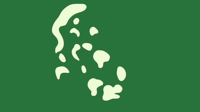 An apple logo on a green background and screen with white dots it bird map isolated on green screen background