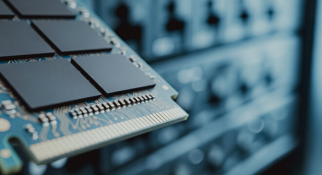 RAM memory module with gold contacts for computer hardware