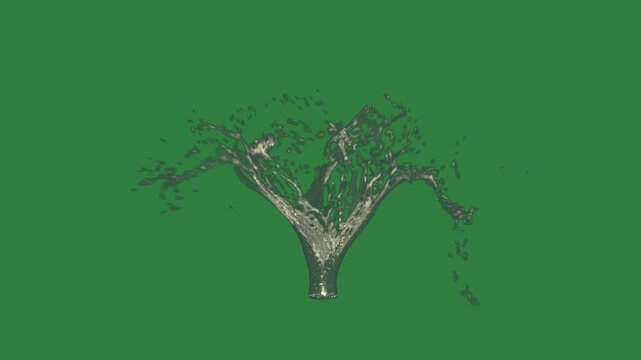 Hand reaching out of splash water on tree an image isolated on green screen background