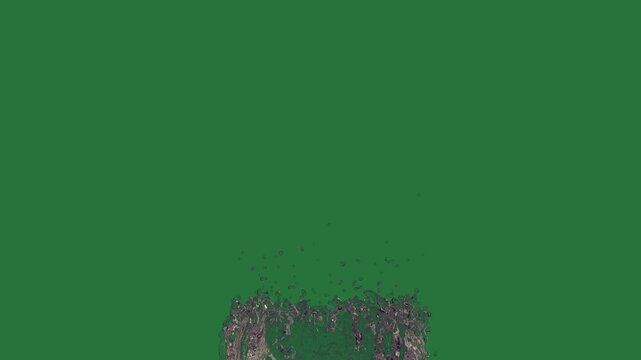 White border and screen black water splashing lot of bunch broken glass logo isolated on green screen background