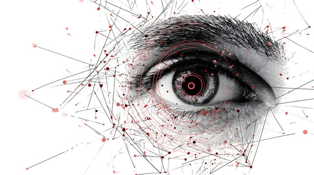 Eye tracking with data lines, UX research isolated on white background