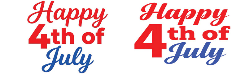 Happy 4th of july greeting text with red and blue typography © habiba creative