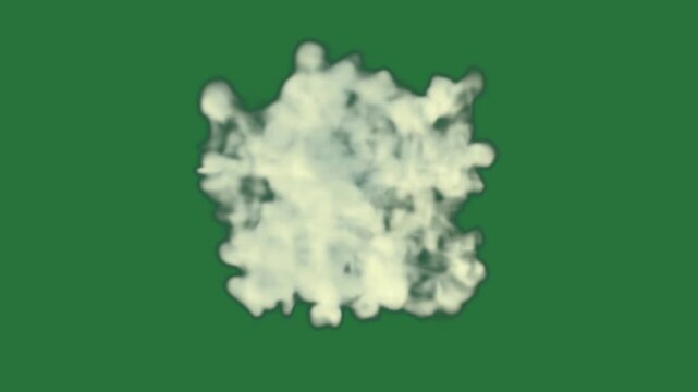 White border and cloud floating on screen flower smoke coming out of it isolated on green screen background