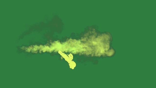 Yellow background and smoke coming out of it white from isolated on green screen background