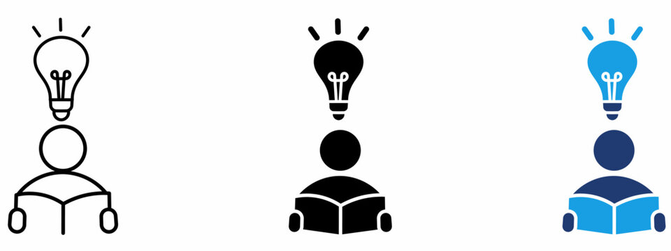 Education Knowledge Learning icon collections. Containing Book, Bulb, Idea, Student and more icons.