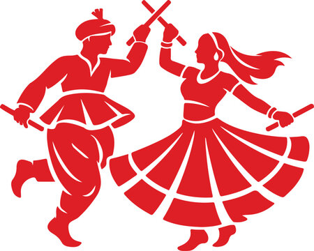 Indian Navratri Festival Garba Dance Illustration