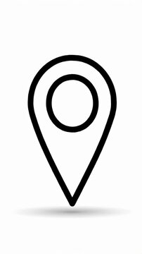 Black outline map pin icon on white.