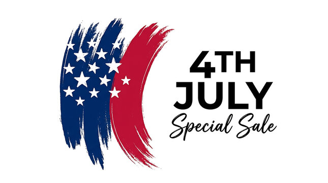 Fourth July Independence Day Special Sale Promotion With American Flag Brush Stroke Design