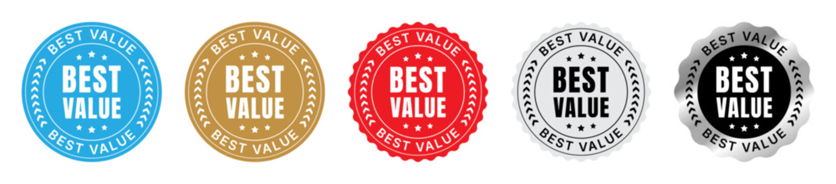Best value badge collection with discount seals premium offer labels and savings stamp set