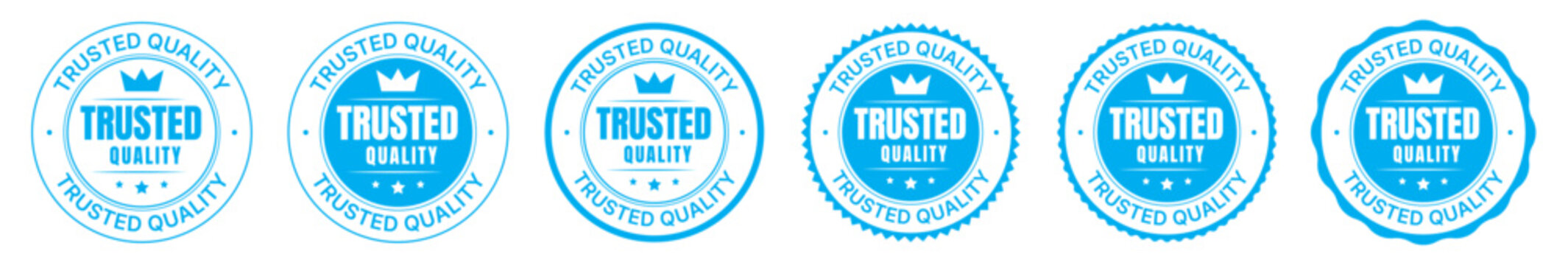 Trusted quality badge collection with premium certification seals and guarantee stamp labels set