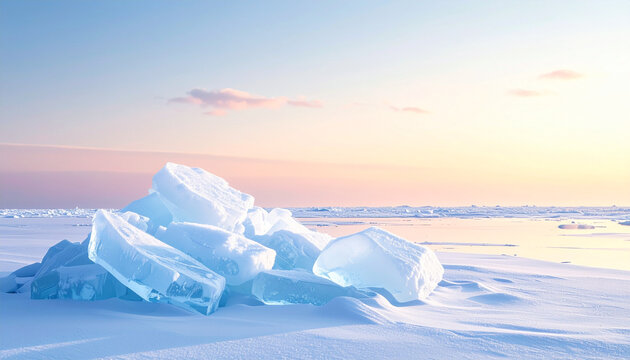 Blue Ice on Snowfield