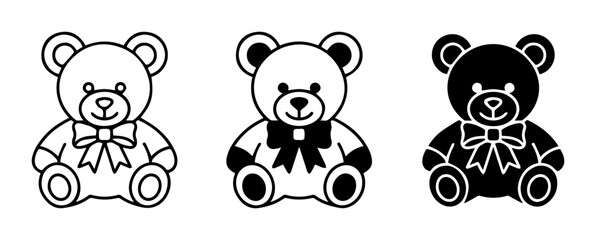 Obraz premium Teddy Bear Icons, Cute Toy Vector Graphics, Classic Stuffed Animal Illustrations