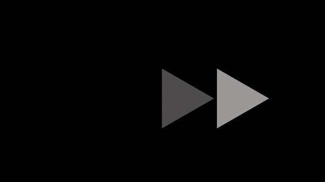 4K Scroll right white line animation. Showing right arrows, moving. Play speed, interface. Modern, online. Isolated element on transparent background. 