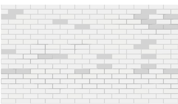 White brick wall seamless pattern background vector illustration with grey highlights for architecture and interior surface design