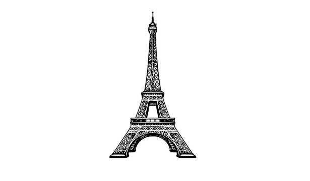 Eiffel tower architectural landmark graphic icon vector illustration isolated on plain white background for travel and lifestyle design