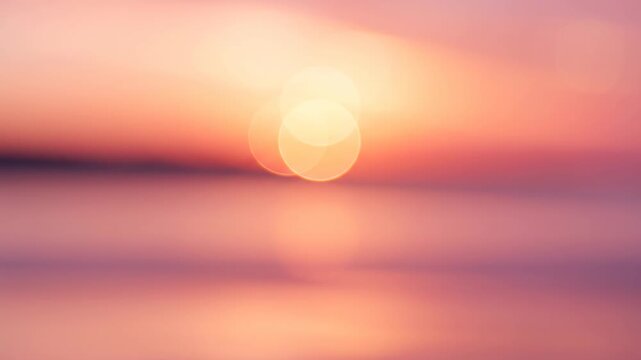 Dreamy Abstract Bokeh Sunset Reflection Over Calm Water