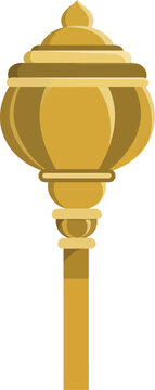 Traditional Golden Gada Mace Flat Vector Icon, Divine