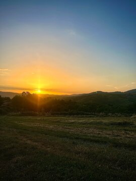 Sunset over the field
