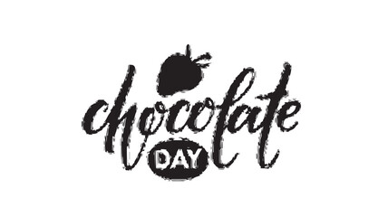 Obraz premium Chocolate Day Logo With Cocoa Bean Isolated On White For Food And Holiday Concepts