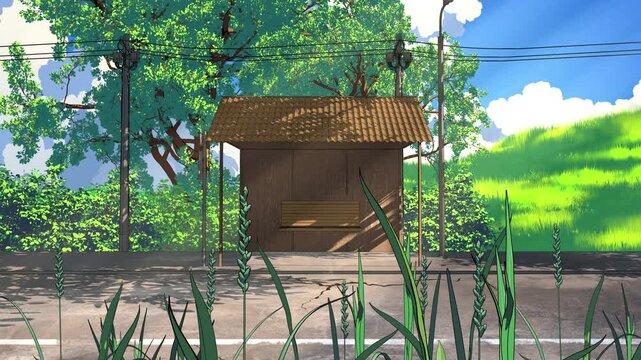 Sunny Japanese Countryside Bus Stop &ndash; Summer Loop 4K