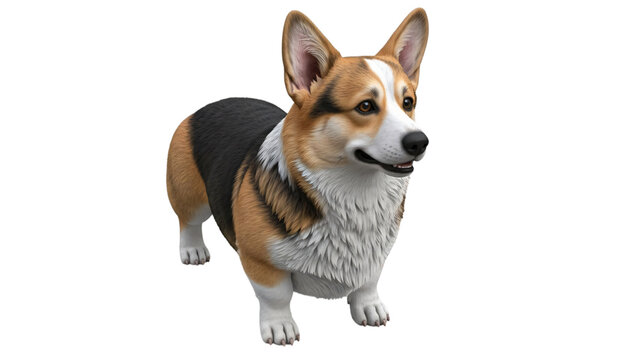Image of corgy dog with white and brown coat and black spots.