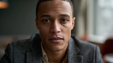Naklejka premium Workplace Impostor Syndrome Young Adult African American Man Poise