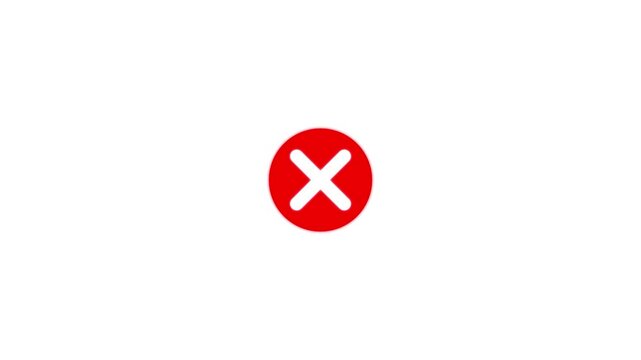 Wrong, Error. Failed icon animation, alpha channel background,