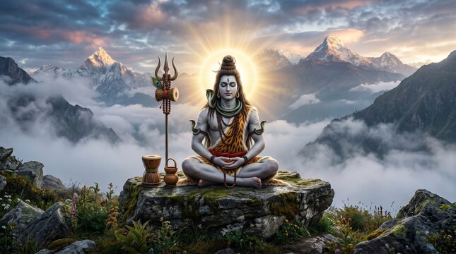 Lord Shiva meditating